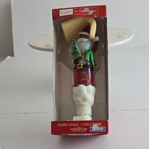 NIB Midwest CBK Santa Glitter Bobble Hat Snow Globe Night Light Swivel Plug In